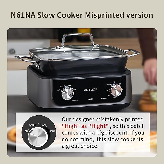 7-Quart Slow Cooker | PFOA-Free Ceramic Coating, Dishwasher Safe Oven Safe to 450°F, Perfect for Large Families, Entertaining (With Timer)