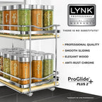 LYNK PROFESSIONAL® Élite™ Pull Out Spice Organization for Cabinets - 6-3/8 inch Wide – Spice Rack for Inside Cabinets – Wood/Chrome - Sliding Spice Rack Organizer for cabinet – Spice Rack - 2 Tier