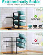 ORDORA 6-Tier Pots and Pans Organizer under Cabinet, Kitchen Cabinet Organizers and Storage, Heavy Duty Pots and Pan Storage Rack Organizer inside Cabinet, Adjustable Pot Rack