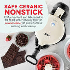 Dash Flip Belgian Waffle Maker - For Thick, Fluffy Single-Serve Waffles - Features Ceramic Nonstick Plates and Easy Flip Design - Cream