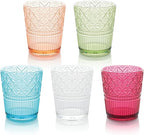 Victoria Ruby Set of 6 Premium Acrylic DOF Glass 16 oz – Unbreakable Drinkware with Elegant Embossed Design, Perfect for Indoor & Outdoor Use