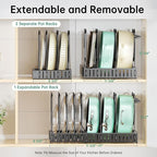 ORDORA Pots and Pans Organizer under Cabinet, 8 Tier Pot Organizers Rack Expandable 11.65" to 19.02" Height with 3 DIY Methods, Adjustable Pan Organizer inside Cabinet Kitchen Storage Organization