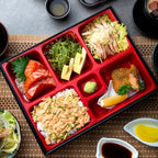 Teenyyou 2 Pcs 12 x 9.5 x 2.2 Inch Japanese Bento Box 6 Compartments Divided Lunch Box with Greaseproof Adult Japanese Bento Lunch Container Sushi Home Restaurant
