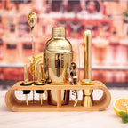 JNWINOG 12Pcs-Cocktail Shaker Set Stainless Steel Bartending Kit 18.6oz Cocktail Bar Set Cocktail Mix Drink Making Kit Professional Bar and Home Drink Bar Tools for Bartender(Gold, 12Pcs)