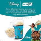 Disney Dash Fresh Pop Popcorn Maker - Oil-Free, Air Popcorn Popper - With Measuring Cup & Recipe Guide - Perfect for Movie Nights - 16 Cups, Moana