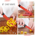 hecef 15 Pieces Kitchen Knife Set with Built-in Sharpening Wooden Block, Dishwasher Safe, High Carbon Stainless Steel Knife Block Set with Steak Knives, Kitchen Scissors (Red)