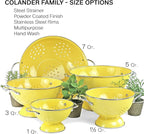 Reston Lloyd, 1.5 Quart Powder Coated Steel Kitchen Strainer Basket for draining Pasta, Vegetable and Fruit, Chrome Handles and Wide Stable Base, Lemon