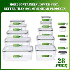 RockBerry 56 PCS Food Storage Containers with Lids Airtight- Plastic Container for Pantry Kitchen Organization-Microwave Dishwasher,Freezer Safe 100% Leak Proof (28 Stackable Boxes-28 Lids)