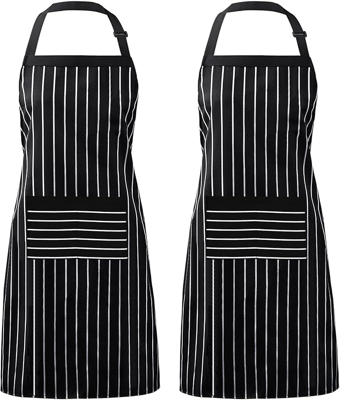Syntus Apron for Men Women, Adjustable Cooking Kitchen Chef Aprons with 2 Pockets, Cotton/Polycotton/Polyester