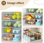 Clear Fridge Organizer, Refrigerator Organizer Bins with Handle, Freezer, Kitchen Cabinet, Pantry Organization, BPA Free Fridge Organizers (12.4 inch 6 Pack)
