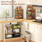 keomaisyto Stackable Wire Baskets, 2-Pack - Kitchen & Pantry Organizers for Potato, Onion Storage, Heavy-Duty Metal Storage Bins for Fruit, Vegetable, Snack, Can