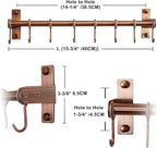 Dseap Kitchen Hooks for Hanging Utensils, Hanging Pot Rack, Kitchen Utensil Hanger Rail with 8 Hooks for Pots Pans, Spoons, Mugs, Wall Mounted, Stainless Steel, Antique Copper, Pack of 2