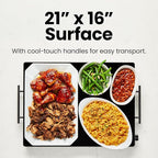 Chefman Electric Warming Tray with Adjustable Temperature Control, Perfect For Buffets, Restaurants, Parties, Events, and Home Dinners, Large 21” x 16” Glass-Top Surface Keeps Food Hot – Black