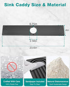 Stone Faucet Mat for Kitchen Sink, Diatomite Sink Protectors - Prevent Moisture Drying Stone Tray Fit Kitchen Counter & Bathroom Counter (Dark Gray, 23.6" x 4")
