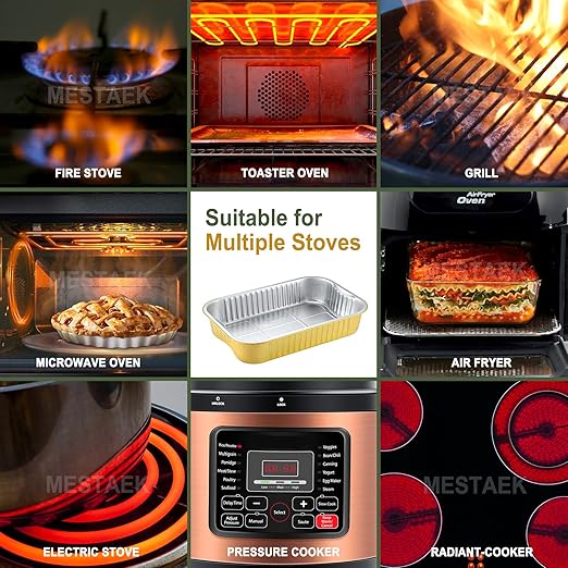 13" x 8.8" Heavy-Duty Aluminum Foil Pans with Lids & Handles, 118oz, 5 Pack – Extra-Thick Disposable Foil Containers for Oven, Baking, Freezer & Food Storage