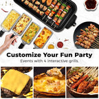 Pukomc Electric Indoor Grill,2 in 1 Indoor Grills for Kitchen with Grill Net & Non-Stick Cooking Removable Plate, Temperature Control, Dishwasher Safe, 1800W Large Smokeless Griddle Black