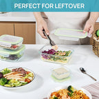 Vtopmart 8 Pack Glass Food Storage Containers with Lids (Grass Green)