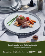 Famiware Star 24-Piece Stoneware Dinnerware Sets, Service for 6 - Reactive Glaze Mugs, Plates and Bowls, Dishes for Everyday & Formal Use, Chip/Scratch Resistant, Microwave/Dishwasher Safe, Smoky Blue