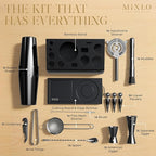 Mixology Bartender Kit - 15Pcs Bar Set Cocktail Shaker Set w Black Bar Cart Accessories Stand - Shakers Bartending Gun Metal Black Tools, 24oz Shaker, 17 Recipe Cards, Martini Barware