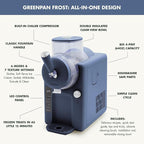 GreenPan Frost Ice Cream Maker & Slushie Machine, Soft Serve, Sorbet, Margaritas, Milkshakes, Frozen Yogurt, No Pre-Freezing, Ready in 15 Mins, 6 Modes, 7 Textures, Self-Cleaning, Family Size, Blue
