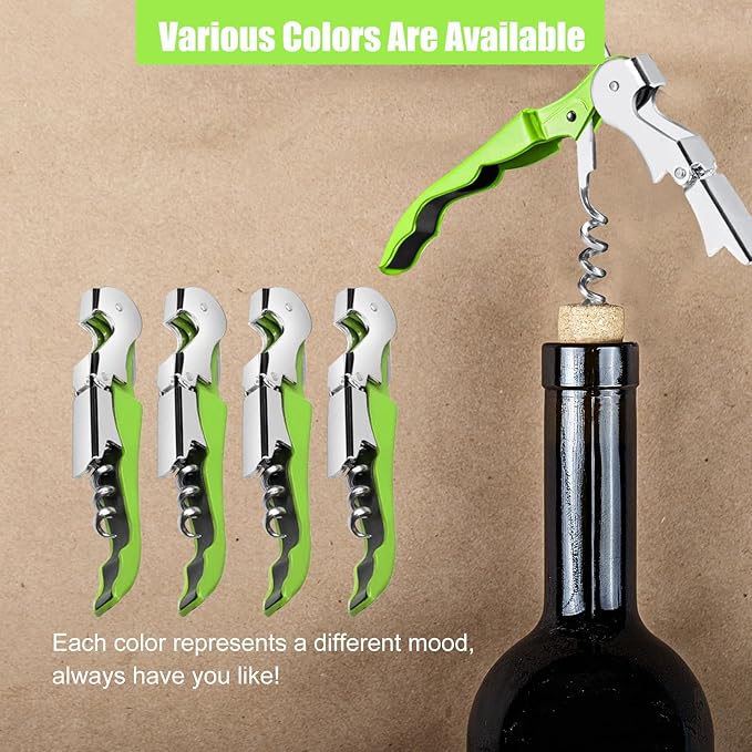 6 Pieces wine key wine opener Professional Waiter Corkscrews Stainless bottle opener Fold Serrated Foil Cutter Key for Family, Company Party,Bars,Restaurants(green)