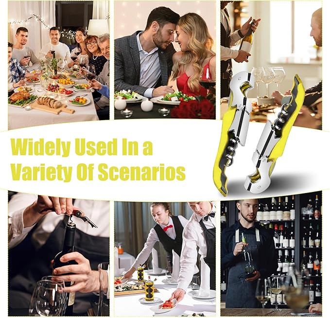 12 Pieces wine key wine opener Professional Waiter Corkscrews Stainless bottle opener Fold Serrated Foil Cutter Key for Family, Company Party,Bars,Restaurants(yellow)