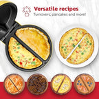 Holstein Housewares Stainless Steel 2 Section Omelet & Frittata Maker, Non Stick Coating, Easy To Clean, Indicator Lights, Compact Storage, Prepare Versatile Recipes in Minutes. 2 Portions, Yellow