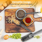 9 Pcs Measuring Spoons Set with Leveler, Metal Teaspoon & Tablespoon Measuring Spoons for Cooking & Baking, Fits in Spice Jars, Kitchen Gadgets for Dry & Liquid Ingredients