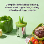 Chef'n 2-in-1 Bell Pepper and Jalapeno Corer Set, Nested Design for Easy Storage, Effortless De-Seeding, and Quick Food Prep