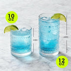 Hobnail Drinking Glasses Set of 12，Includes 12-ounce beer glasses and 10-ounce cocktail glasses.Kitchen Water Glass Cup,Bar Tumbler Glassware Set for Whiskey, Beer, Cocktail, Juice, Milk