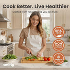 SMIRLY Wooden Cutting Boards For Kitchen Meal Prep & Serving - Bamboo Cutting Board Set with Holder, Charcuterie & Chopping Board, Wood Cutting Board Set, Kitchen Gadgets