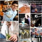 CasaCulina Cocktail Shaker Set Mixology Bartender Kit with Stand, 17 Piece Bar Tool Set: Martini Shaker, Jigger, Strainer, Mixer Spoon, Muddler, Liquor Pourers for Drink Mixing Bartending Kit(Silver)