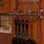 Dseap Kitchen Hooks for Hanging Utensils, Hanging Pot Rack, Kitchen Utensil Hanger Rail with 8 Hooks for Pots Pans, Spoons, Mugs, Wall Mounted, Stainless Steel, Antique Copper, Pack of 2