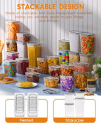 Airtight Food Storage Containers with Lids, 15 PCS Kitchen and Pantry Organization Canisters, BPA-Free, PVC-Free, Food-grade Plastic Leak-proof Jars for Cereal, Flour, Sugar, Extra 24 Labels & Marker