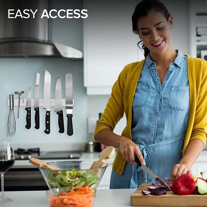 14 Inch Stainless Steel Magnetic Knife Bar - Use as Knife Holder, Knife Rack, Knife Strip, Kitchen Utensil Holder and Tool Holder