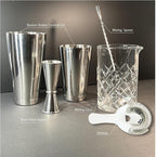 Lily's Home 6-Piece Boston Cocktail Shaker Set: Boston Shaker Cocktail Set,Mixing Glass, Mixing Spoon,Dual Sided Jigger and Stainer,for Home Mixology,Cocktail Lovers & Beginner