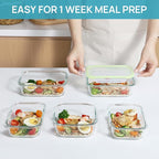 Vtopmart 8 Pack Glass Food Storage Containers with Lids (Grass Green)
