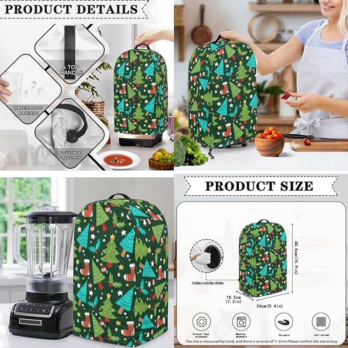 Christmas Tree Stocking Patterns Toaster Blender Slow Cooker Dust Covers Set Food Processor Covers Machine Washable Small Appliance Dust Cover Sets 3PCS