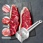 LANGMINGDE 18/10 Stainless Steel Meat Tenderizer Tool, 24 Sharp Needles for Tenderizing Steak Chicken Pork Veal Barbecue Marinating