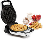 Moss & Stone Belgian Waffle Maker, Electric Flip Waffle Machine with Adjustable Temperature Control, Non-Stick Grids for Smooth Release, Compact 8-Inch Round Waffle Maker, White