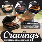 Gourmia Indoor Grill & Panini Maker – 4 Serving Contact or Open Grill, Nonstick Ceramic, Preheat Indicator Light, Slope Design with Removable Dishwasher Safe Drip Tray