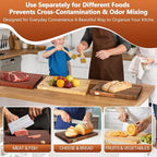 Book Cutting Board Set with Separated Stand, 3 Piece [Acacia/Ebony/Rubber] Wood Cutting Boards That Look Like Books for Kitchen Decor, Reversible Thick Chopping Board with Brass Food Labels