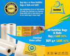 8" x 25' Rolls (Fits Inside Machine) - 4 Pack (100 feet total) OutOfAir Vacuum Sealer Rolls. Works with FoodSaver Vacuum Sealers. 33% Thicker, BPA Free, Sous Vide, Commercial Grade