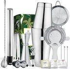 Homestia Boston Shaker Set Mixology Bartender Kits Bar Tool Set, Stainless Steel Martini Shaker Set, 12 Pcs Cocktail Bartending Kits Barware Bartender Sets for Home Bar Party, (Silver)