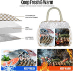 douyadady Lunch Bag Women/Men Lunch Box Women/Men (Khaki+White Checkerboard)