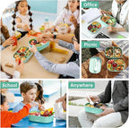 2 Layers Bento Box, All-in-One Stackable Lunch Container with Compartments, 64oz Leakproof Microwave Safe Dishwasher Safe Bento Box with Lunch Bag and Utensil Set for Kids and Adults