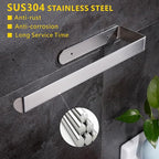 Self Adhesive Paper Towel Holder Under Cabinet Mount, 304 Stainless Steel Wall Mount Paper Towel Roll Rack for Kitchen Cabinet, Bathroom (Silver)