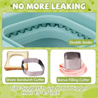 LEPCY Uncrustables Sandwich Maker Sealer Cutter, Crustless Sandwich Cutter, PB&J Uncrustable Maker - Color Turquoise, Square Shape