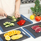 Extra Large Cutting Boards, Plastic Cutting Boards for Kitchen (Set of 3) Cutting Board Set Dishwasher Chopping Board with Juice Grooves Easy-Grip Handles, Prussian Blue, Empune