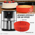 Air Fryer Silicone Baking Set, 8.5” Cake Pan, Muffin Cups, Scraper & Cheat Sheet – Non-Stick, BPA-Free Bakeware for Instant Vortex, Cosori, Ninja, Chefman & More by INFRAOVENS